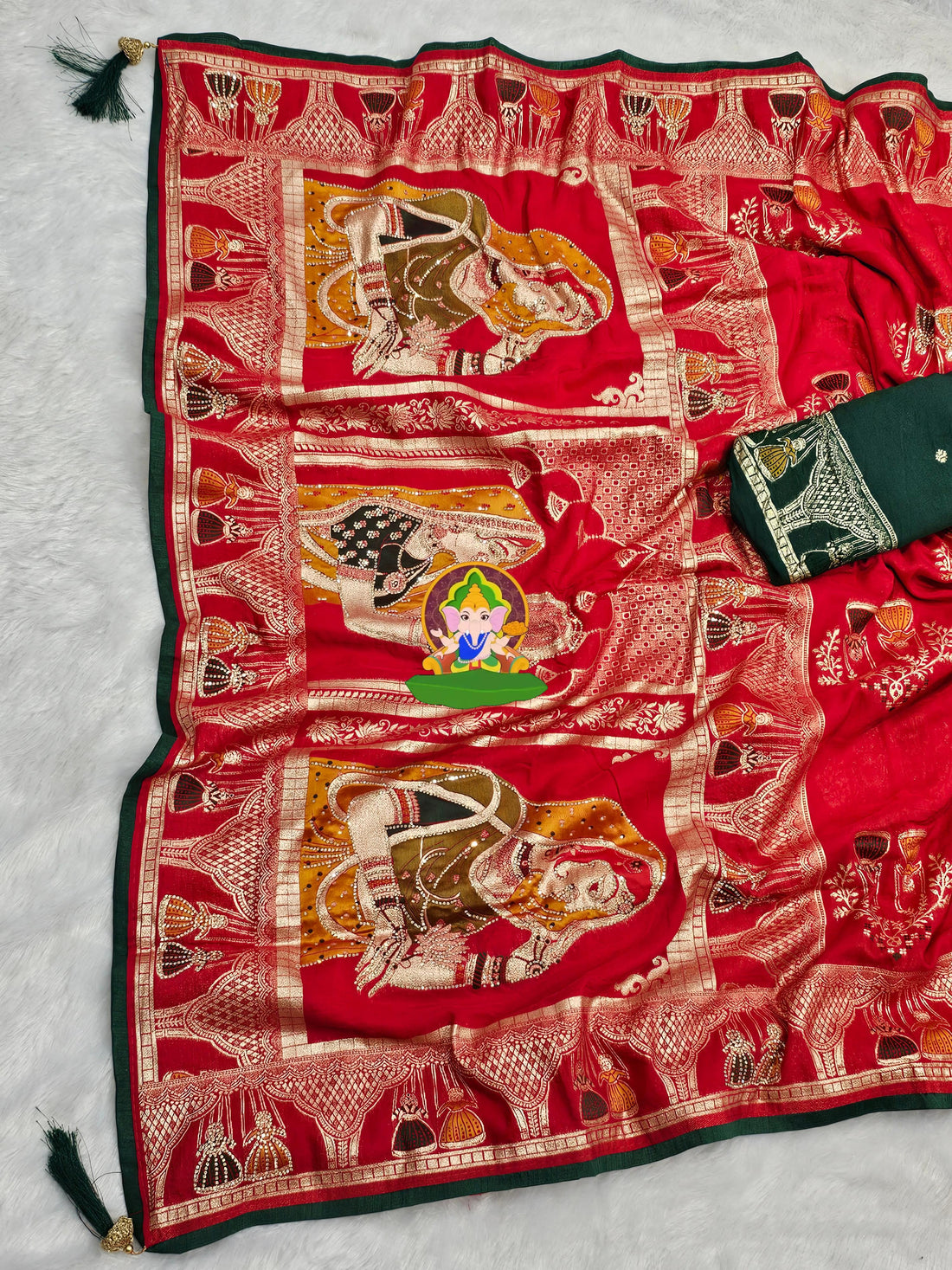 Pure Dola Viscose Meenakari Zecard Weaving Saree