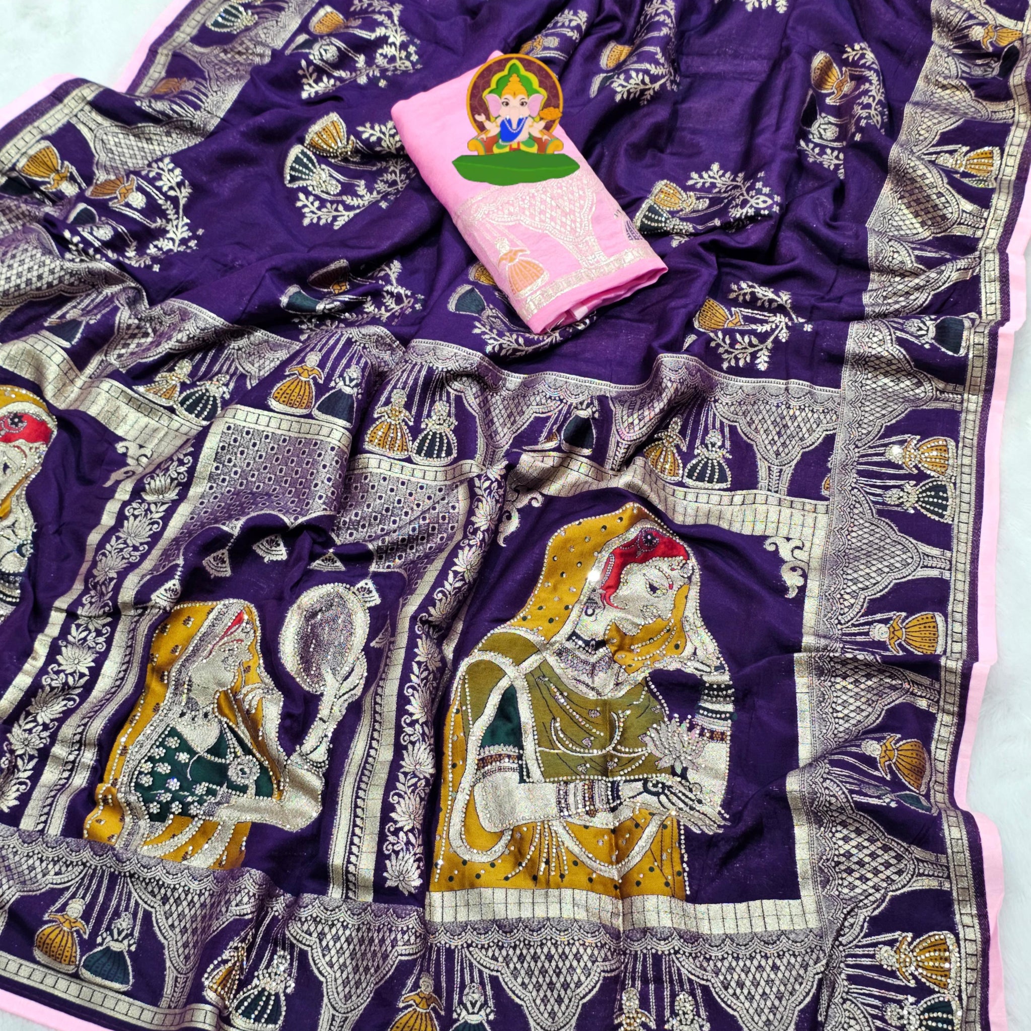 Pure Dola Viscose Meenakari Zecard Weaving Saree