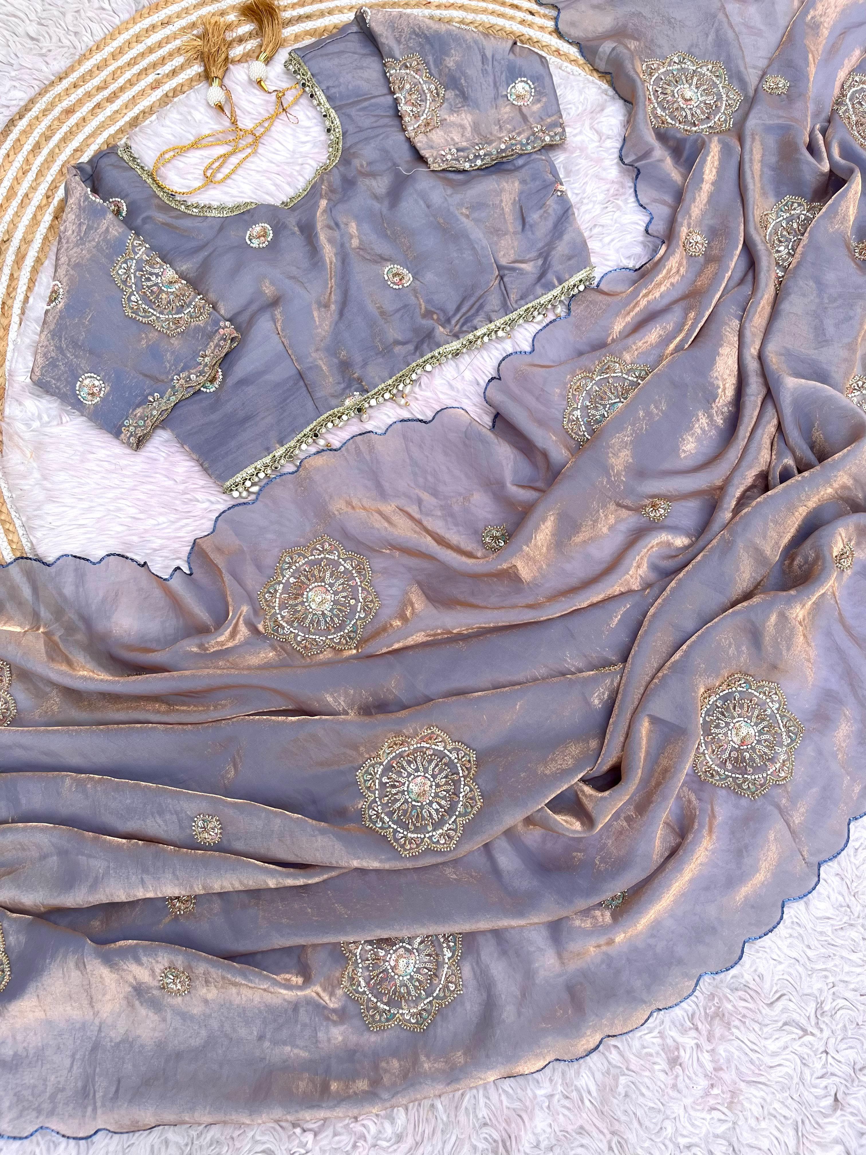 Chakri Space Silk Embroidery Saree