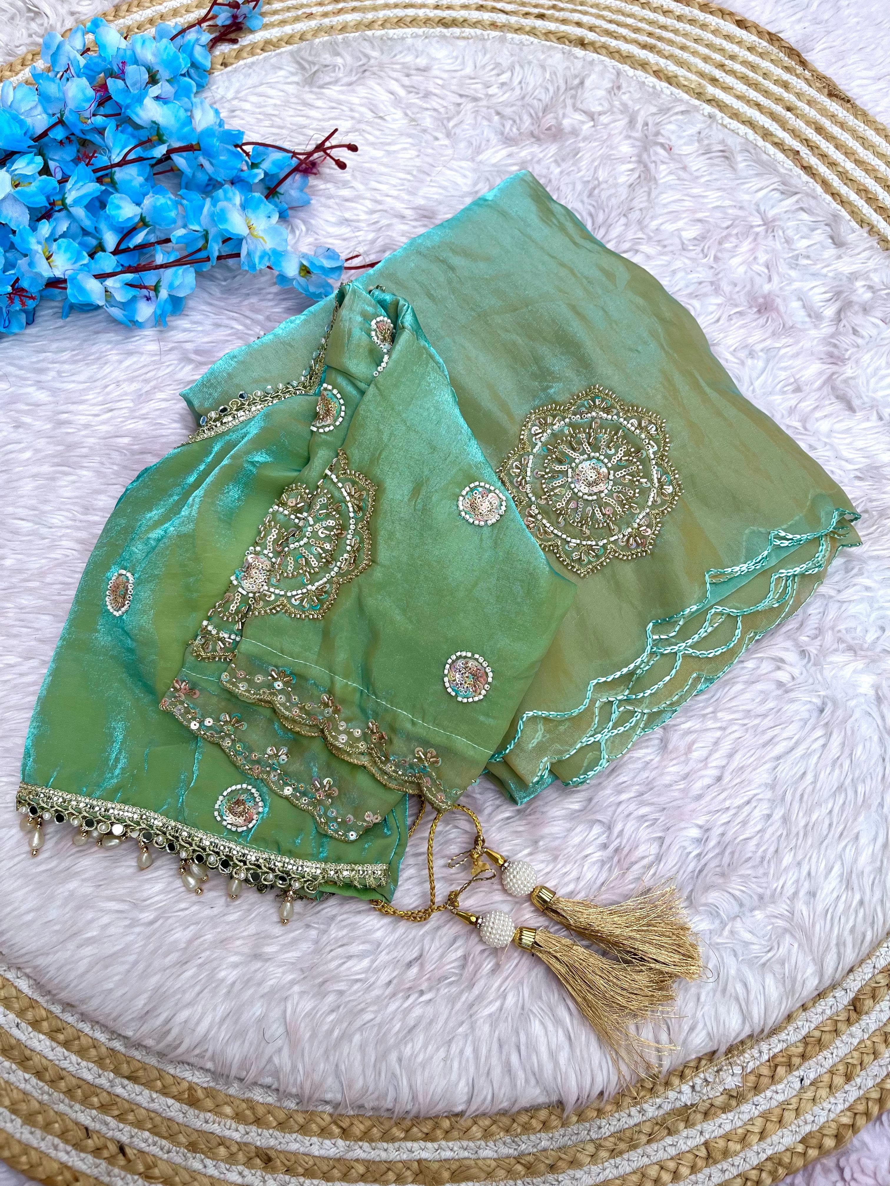 Chakri Space Silk Embroidery Saree