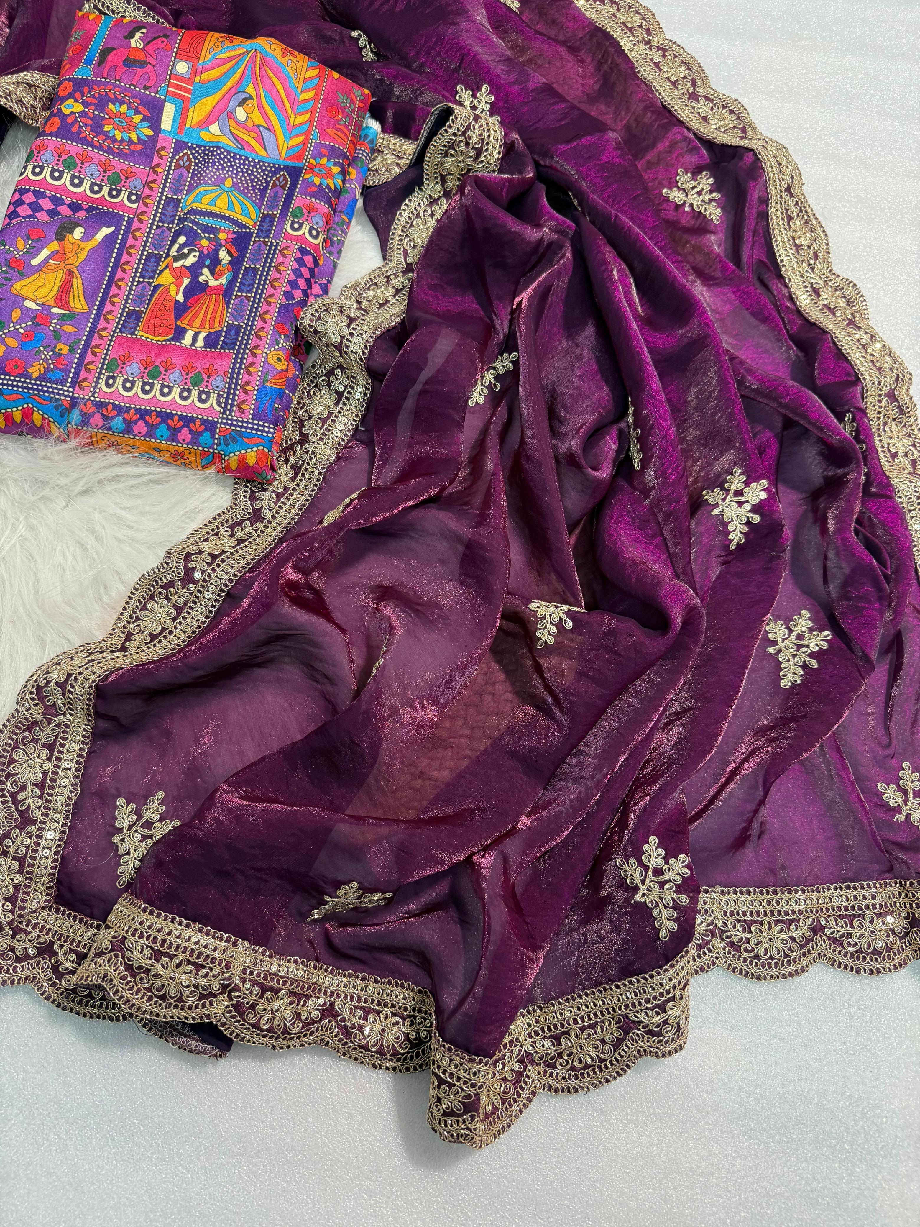 Premium Fendy Satin Sarees