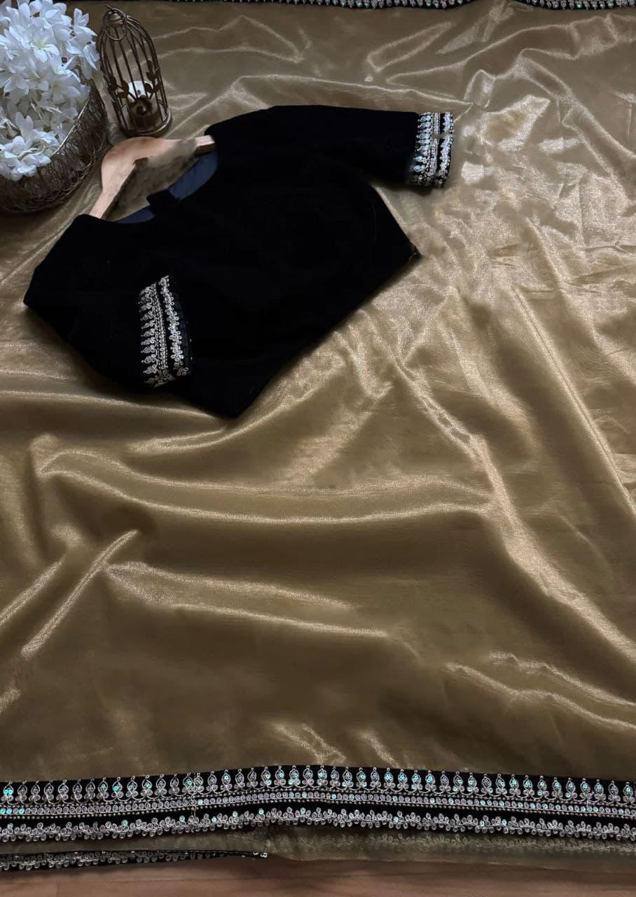 Designer Sequins &amp; Dori Work Saree
