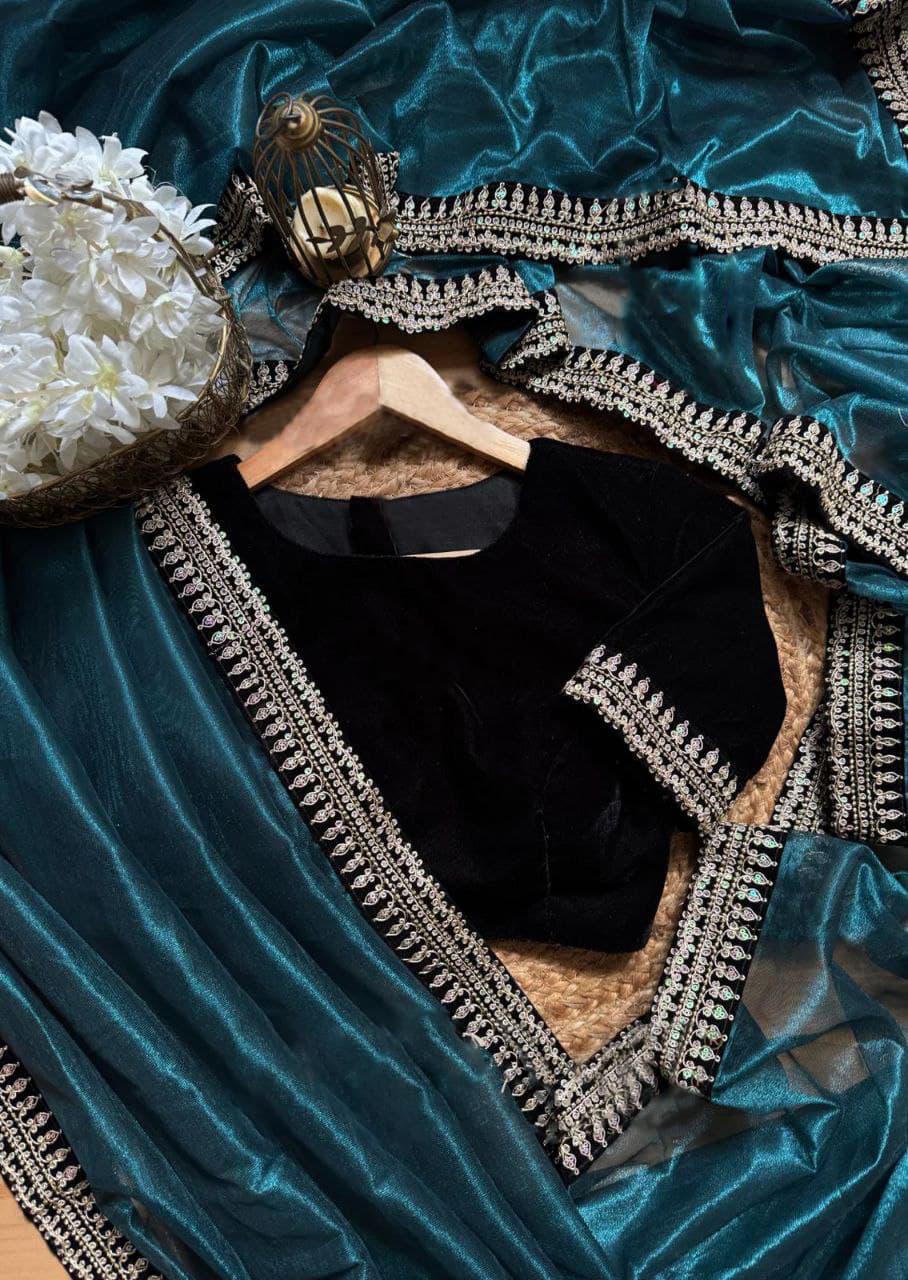 Designer Sequins &amp; Dori Work Saree