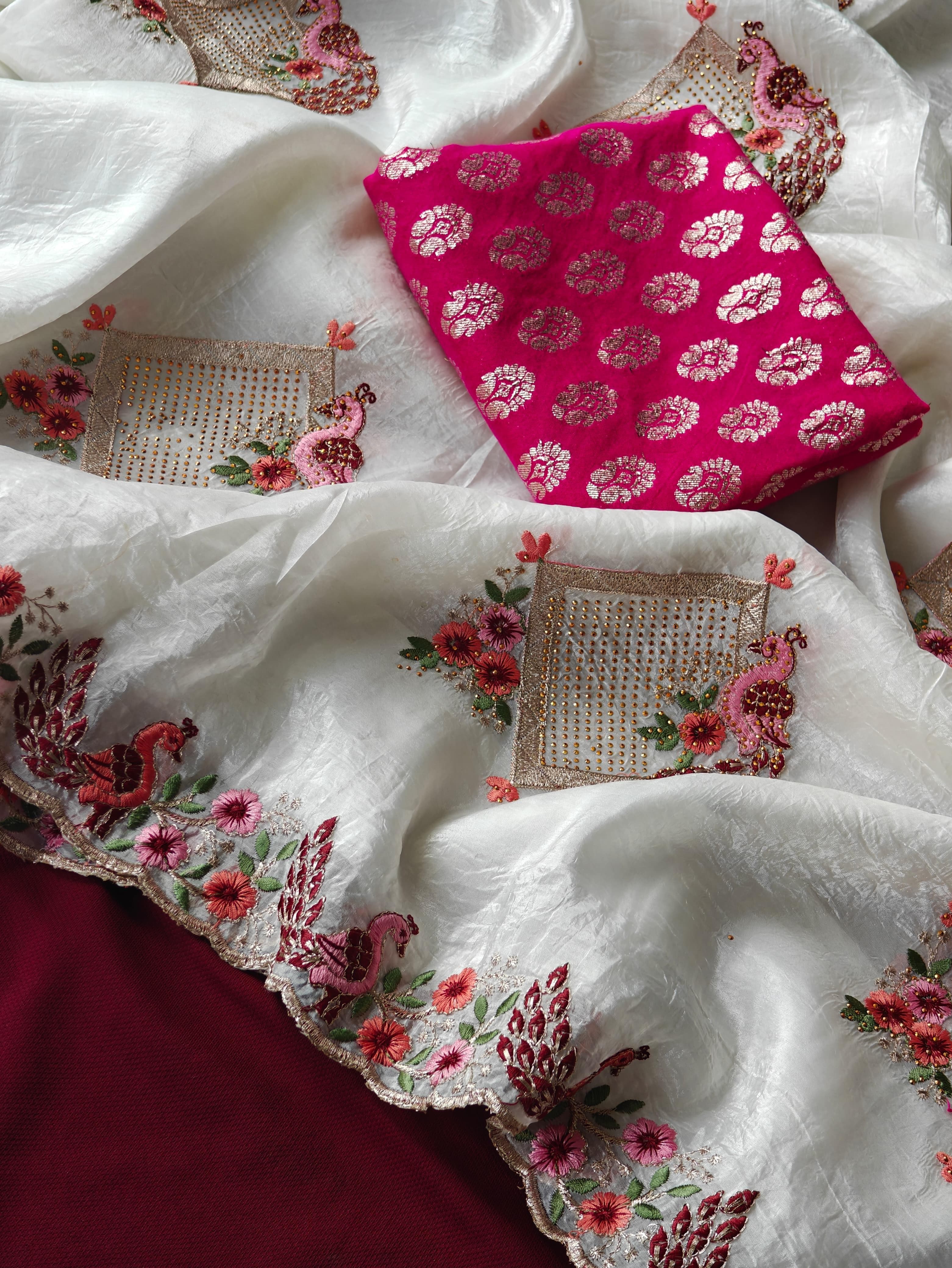 White Paper Crush Saree