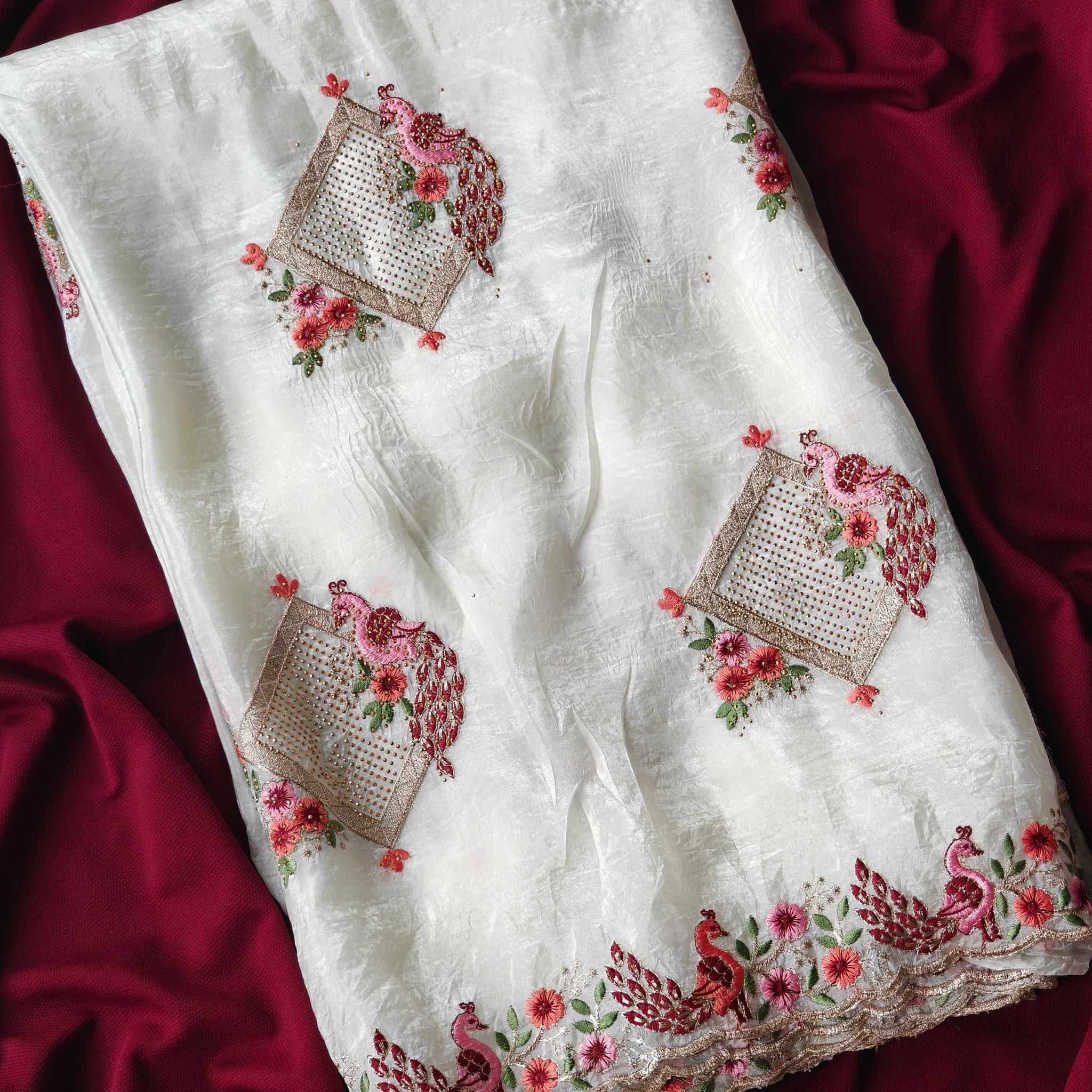 White Paper Crush Saree