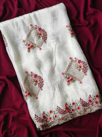 White Paper Crush Saree