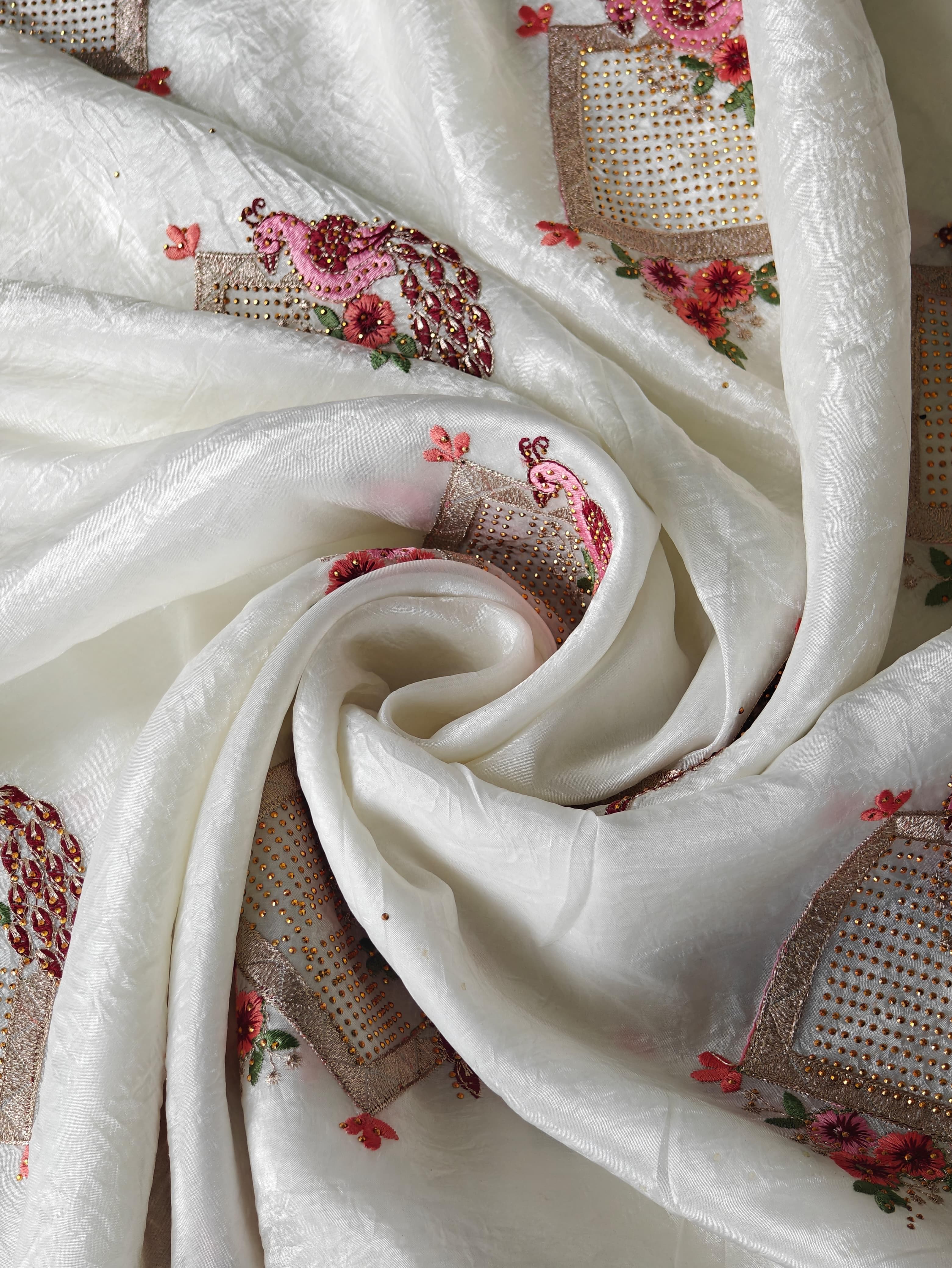 White Paper Crush Saree