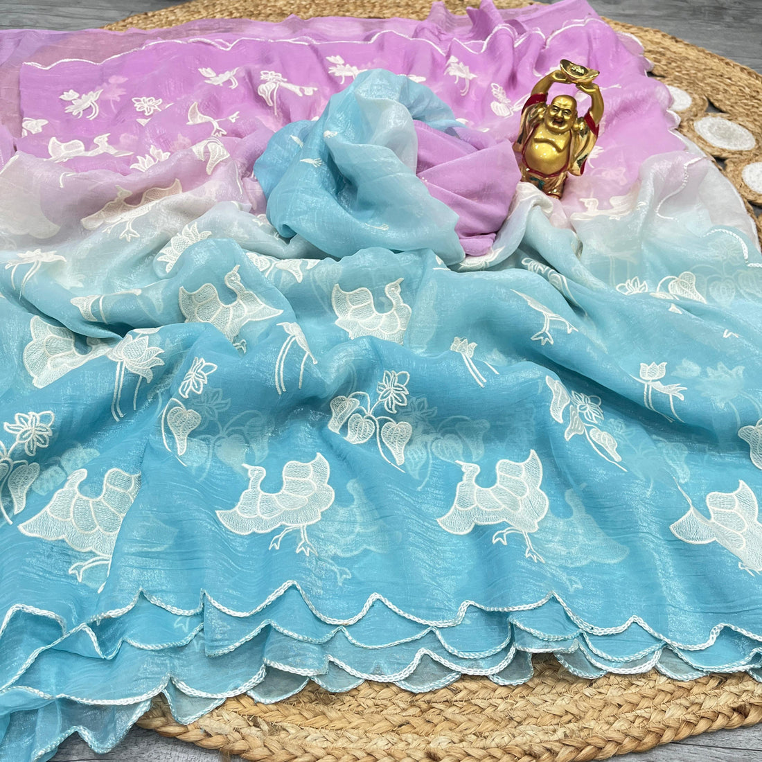 Luxurious Hand Work Space Silk Saree