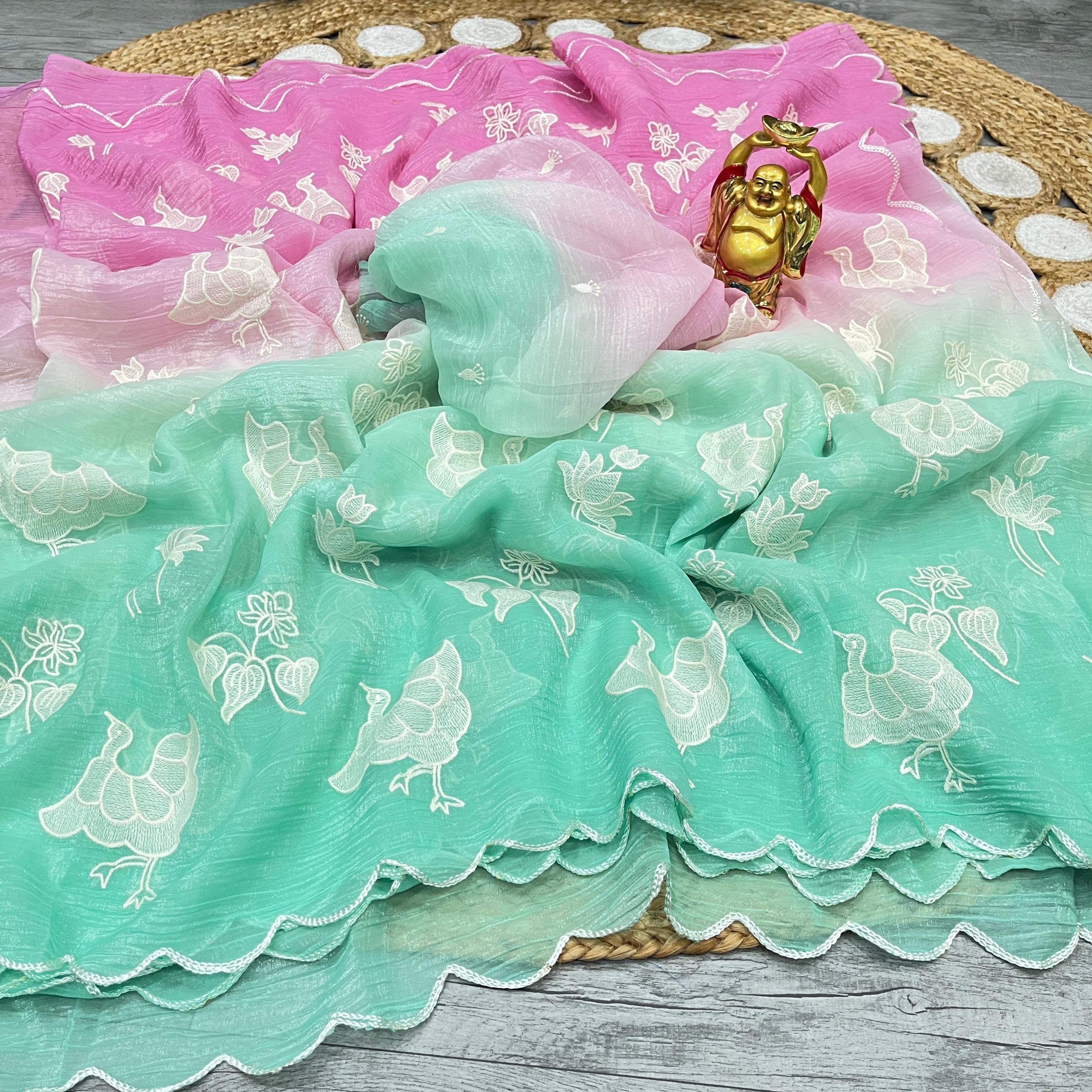 Luxurious Hand Work Space Silk Saree