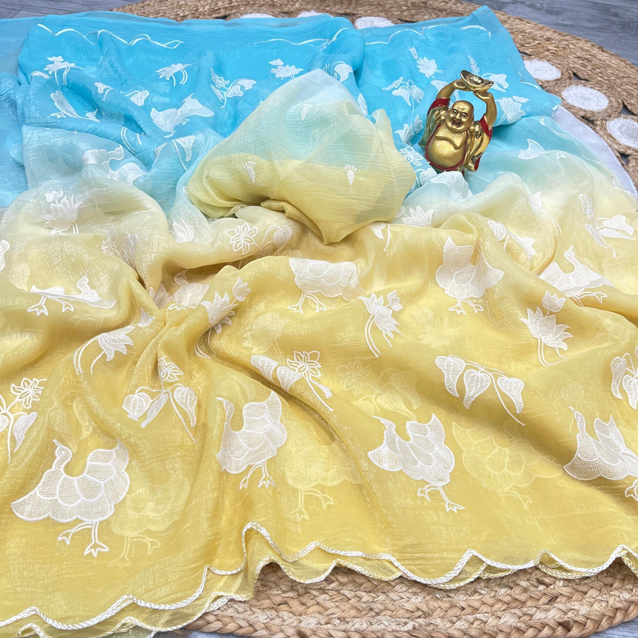 Luxurious Hand Work Space Silk Saree