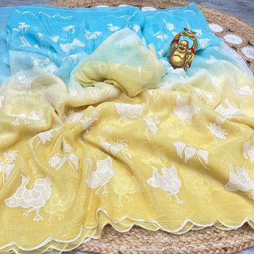 Luxurious Hand Work Space Silk Saree