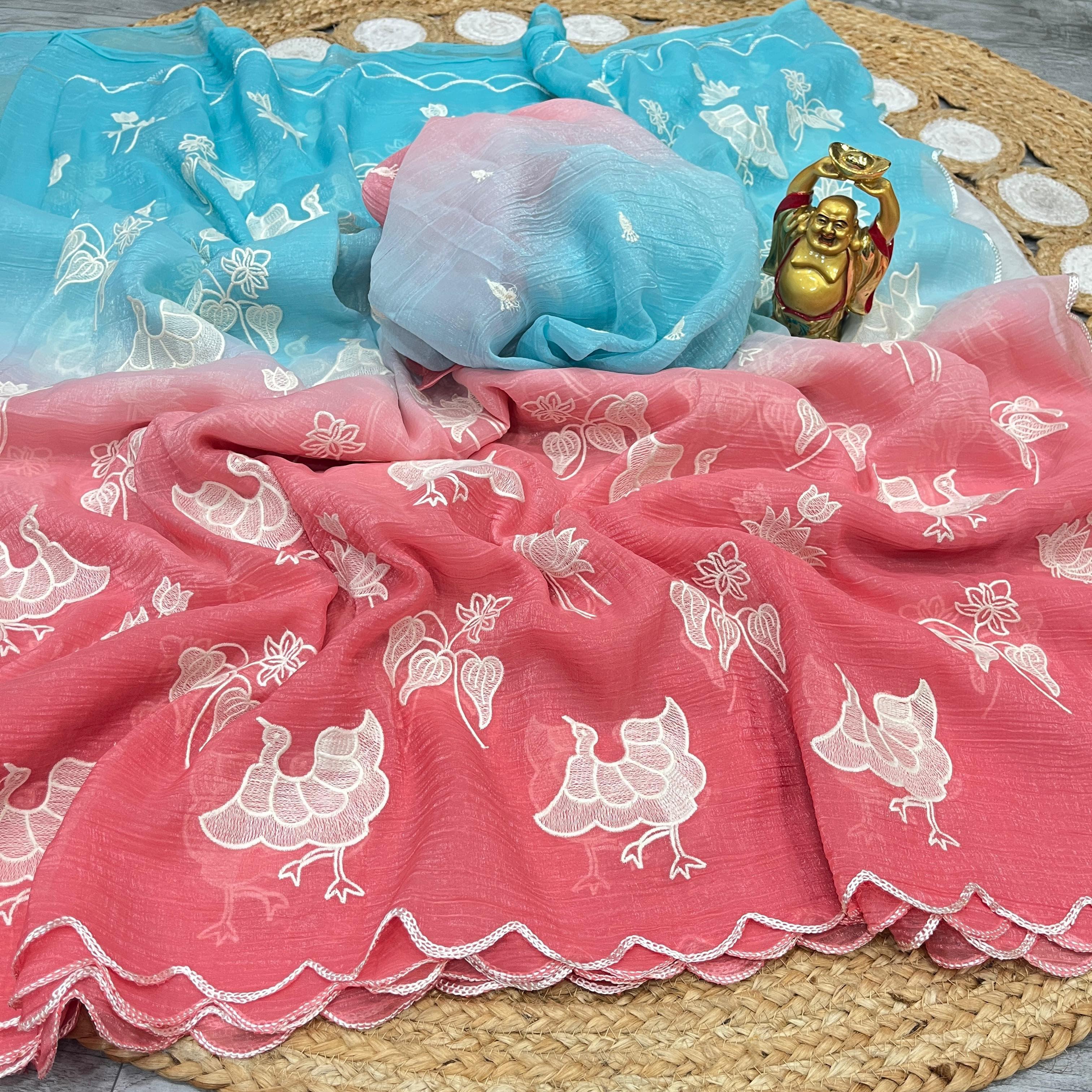Luxurious Hand Work Space Silk Saree
