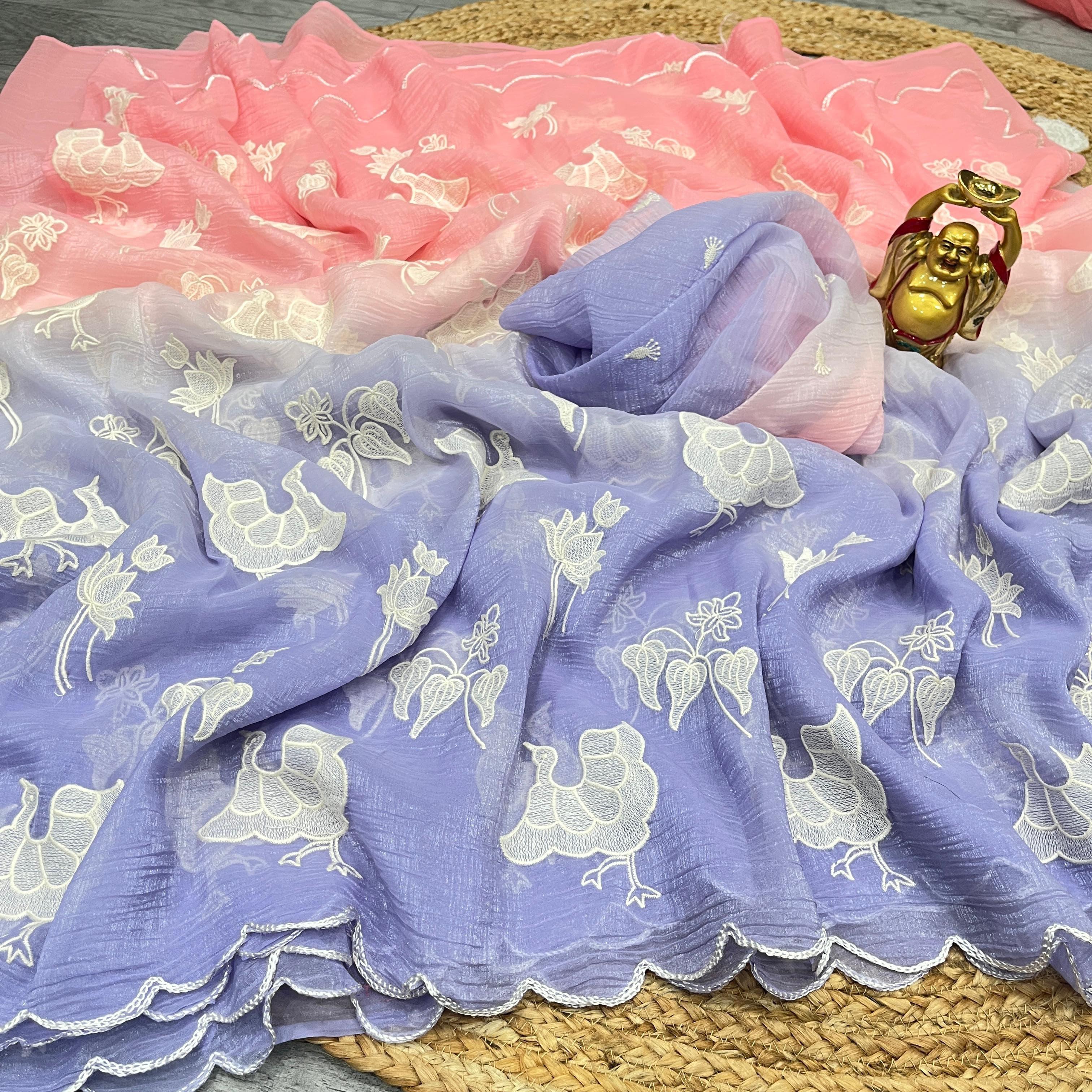Luxurious Hand Work Space Silk Saree