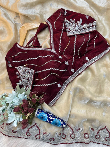 Premium Fendy Satin with 3mm Embroidery Sequence