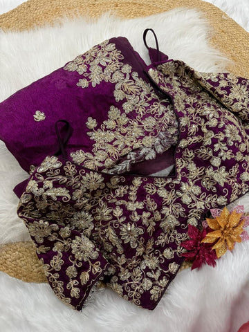 Wine Fendy satin fabric saree