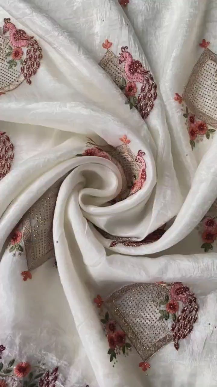 White Paper Crush Saree