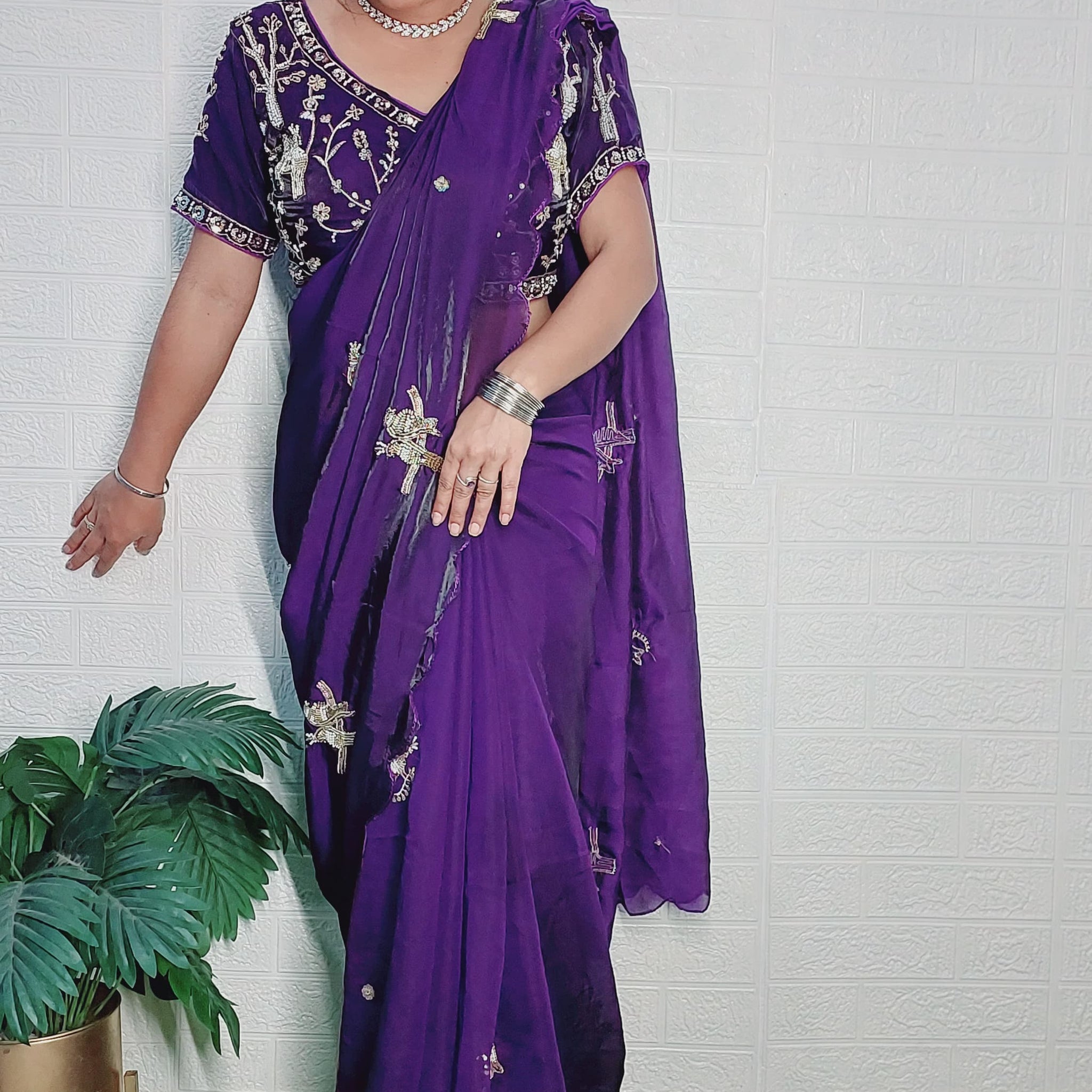 Aadhya ji Inspired Koyal Designer Satin Silk Saree