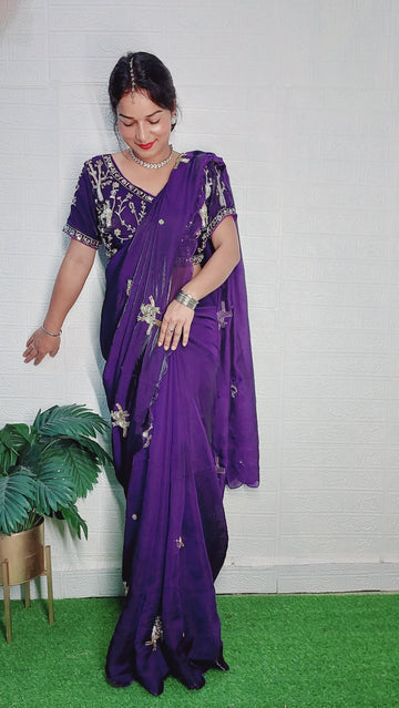 Aadhya ji Inspired Koyal Designer Satin Silk Saree