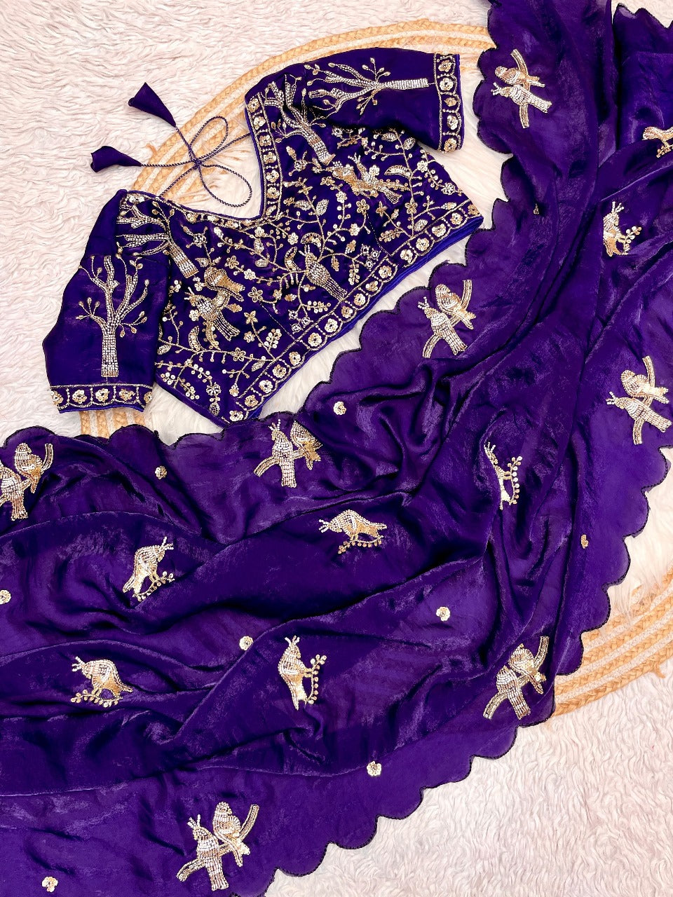 Koyal Designer Satin Silk Saree with Stitched Blouse❤️