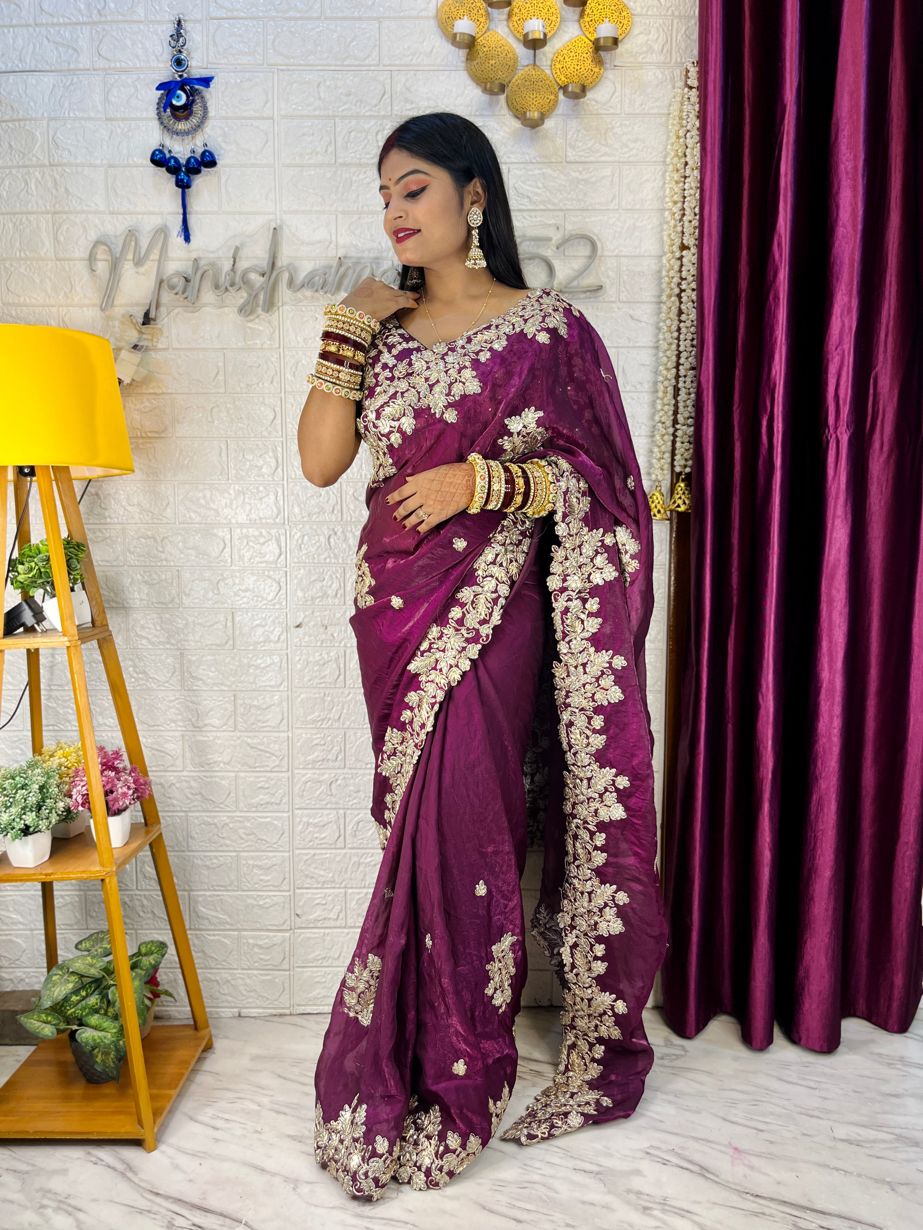 Manisha ji inspired Fendi satin Silk Saree