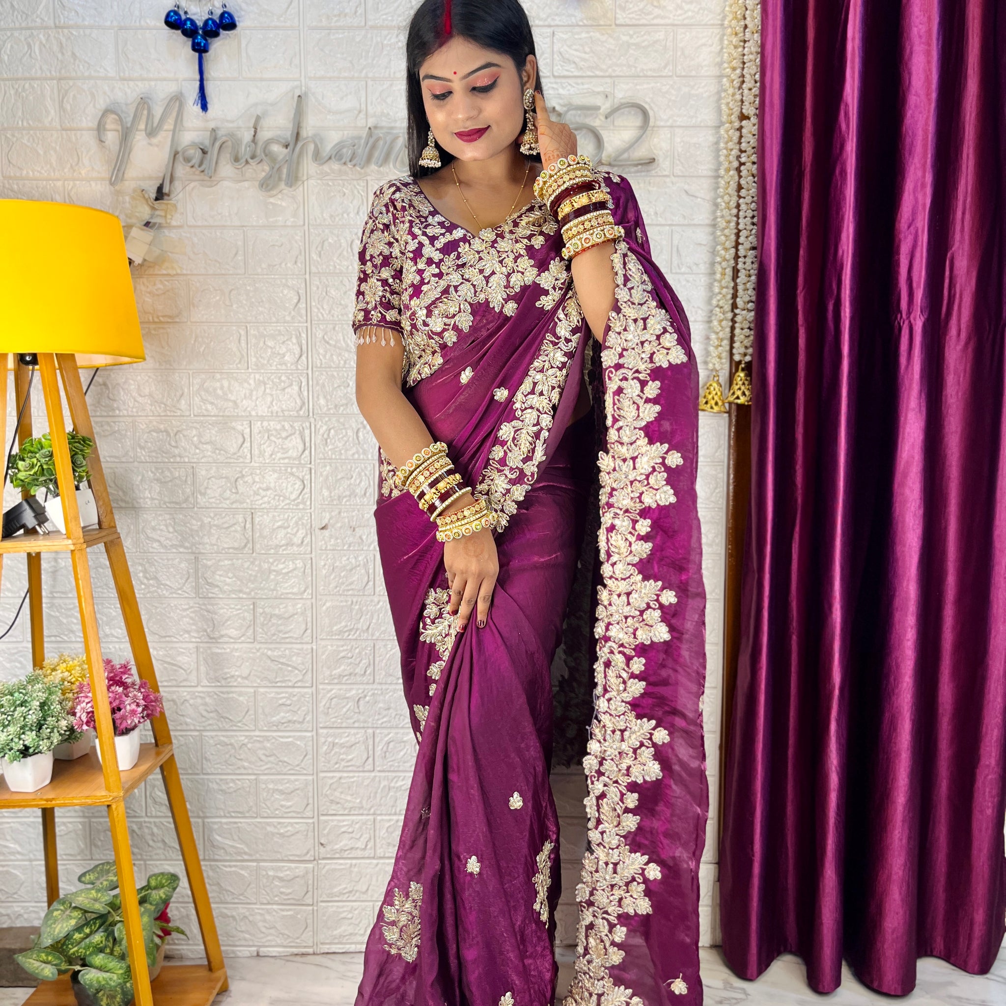Manisha ji inspired Fendi satin Silk Saree