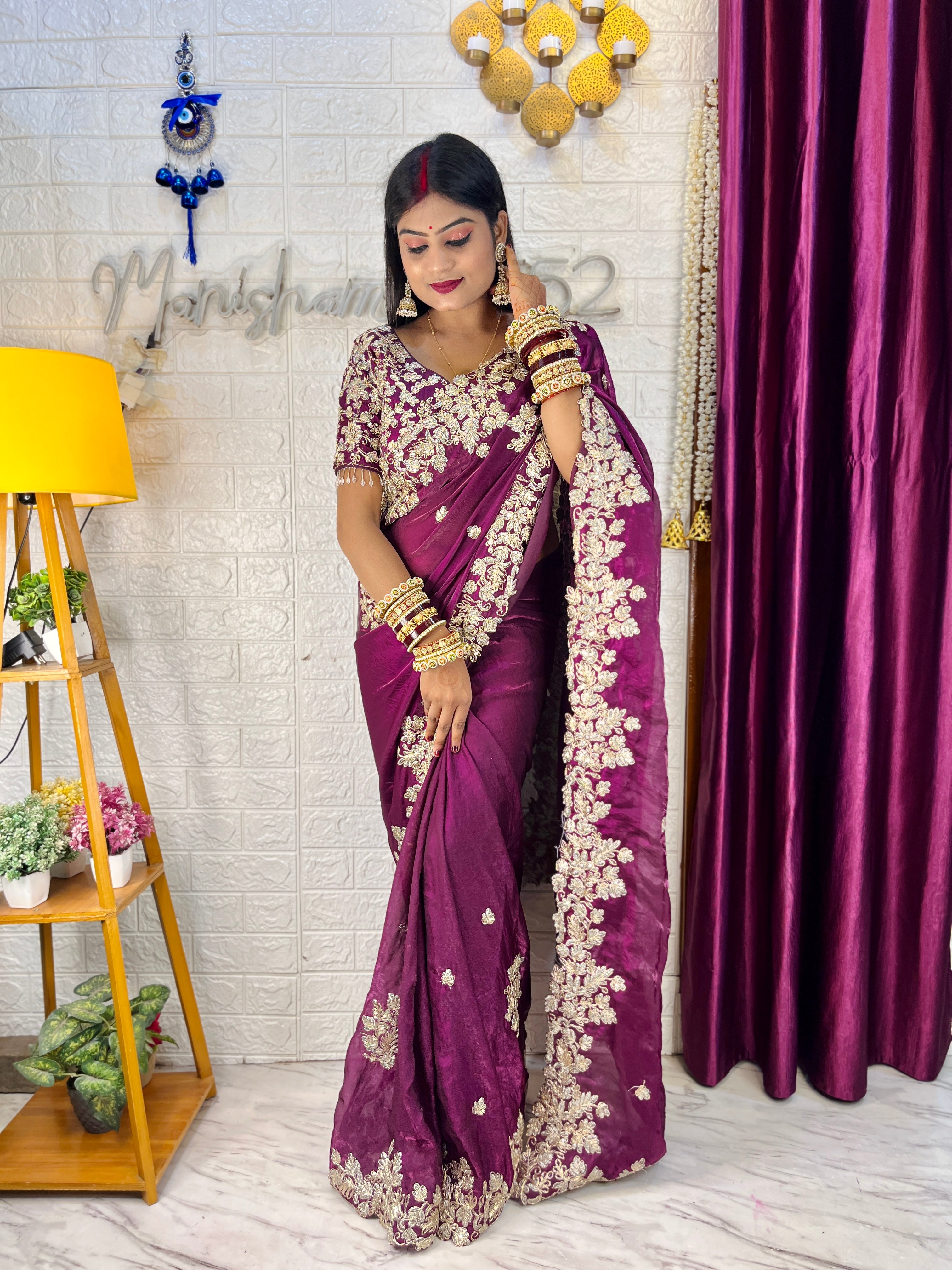 Manisha ji inspired Fendi satin Silk Saree