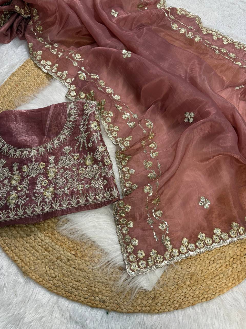 New Soft Gold Crushed Saree