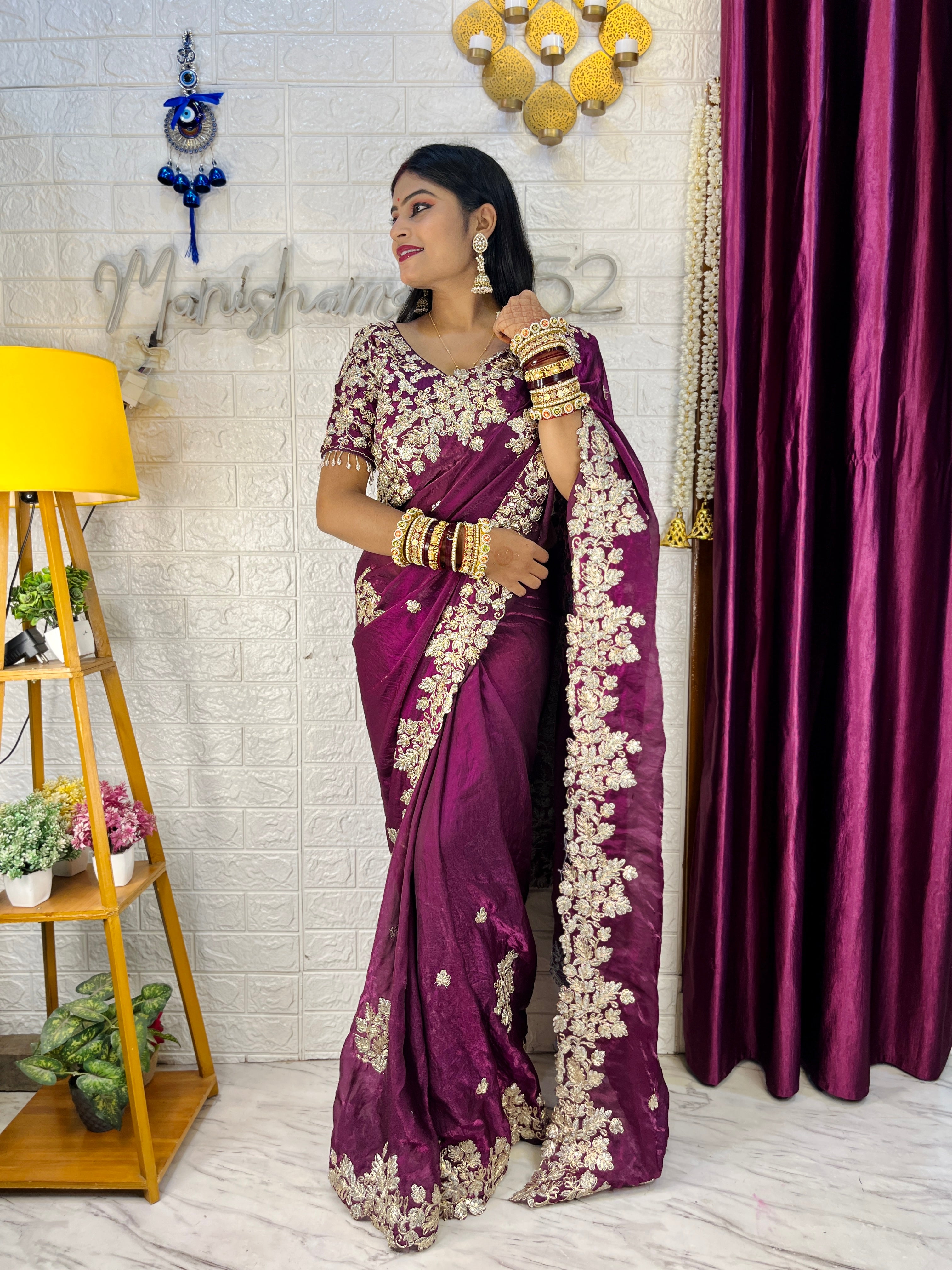 Manisha ji inspired Fendi satin Silk Saree