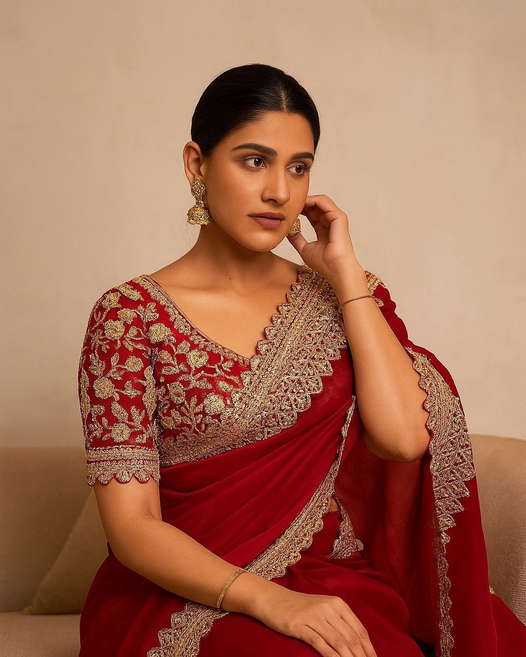 Karwachauth Special Fendi Satin Saree