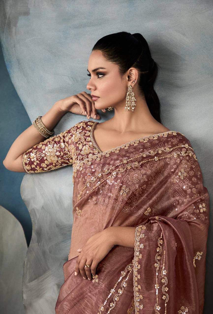 New Soft Gold Crushed Saree
