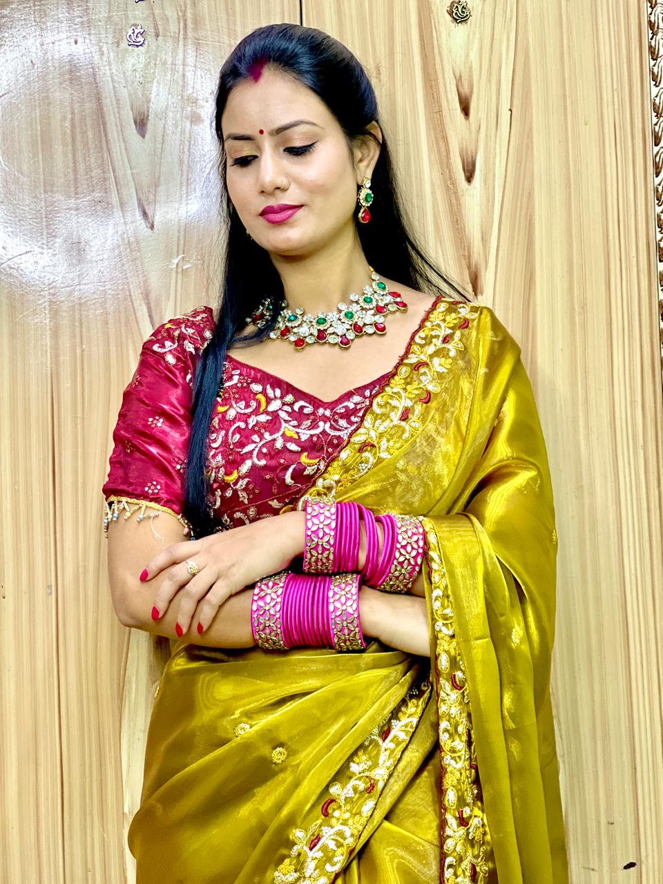 Milan ji inspired Fendi satin silk saree