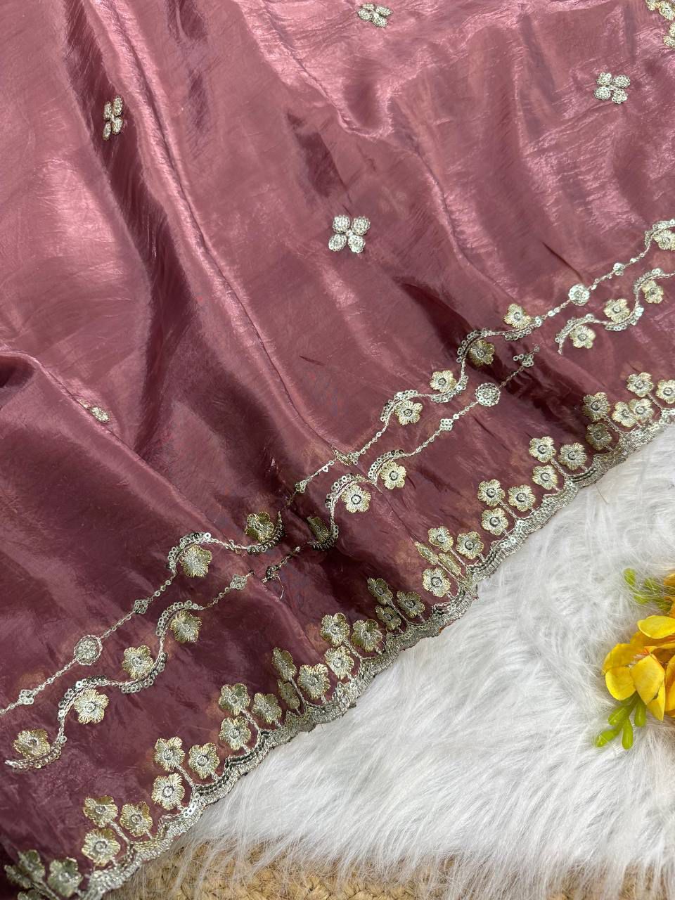 New Soft Gold Crushed Saree